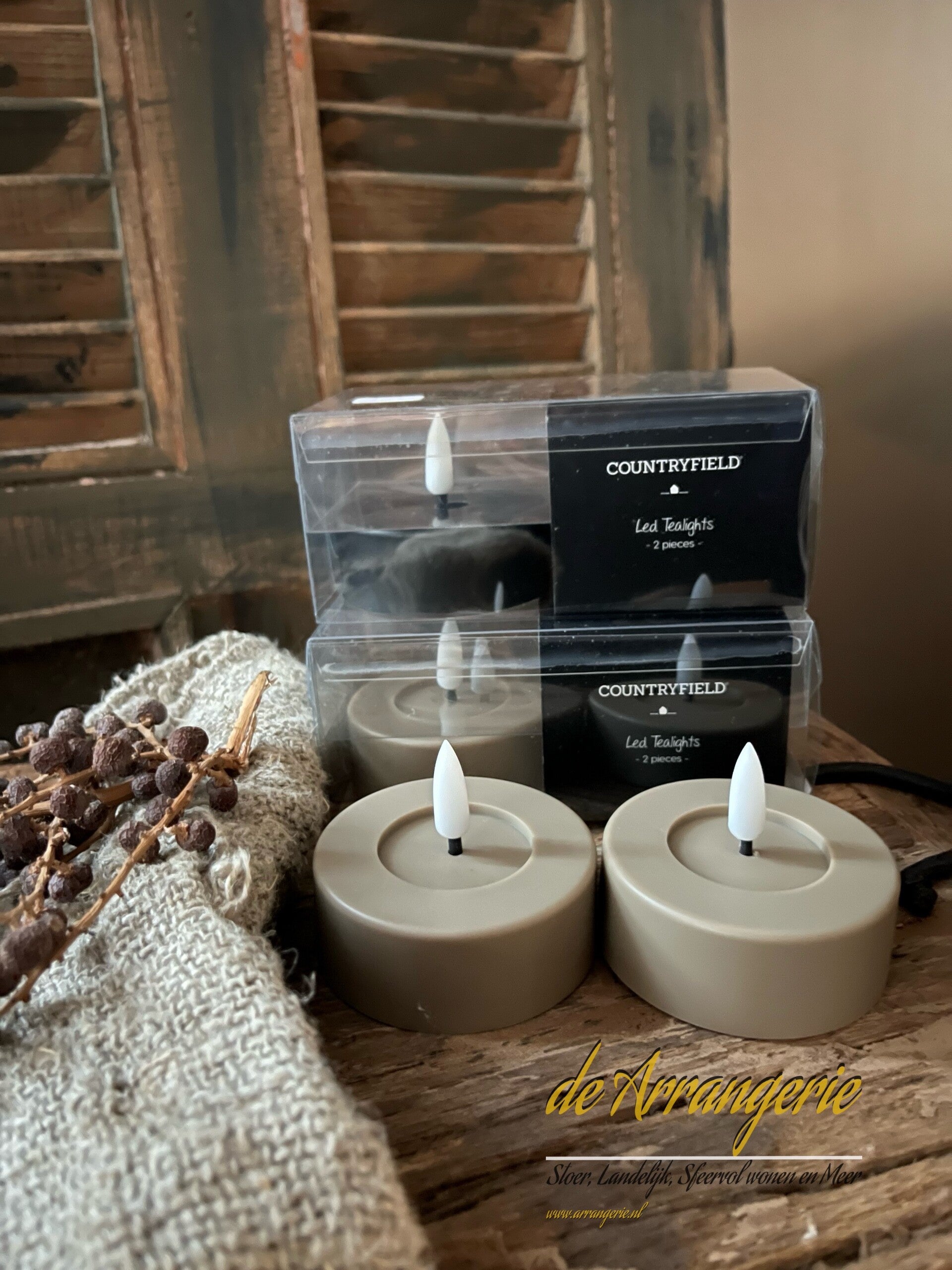 Grote Led waxines - zwart & beige