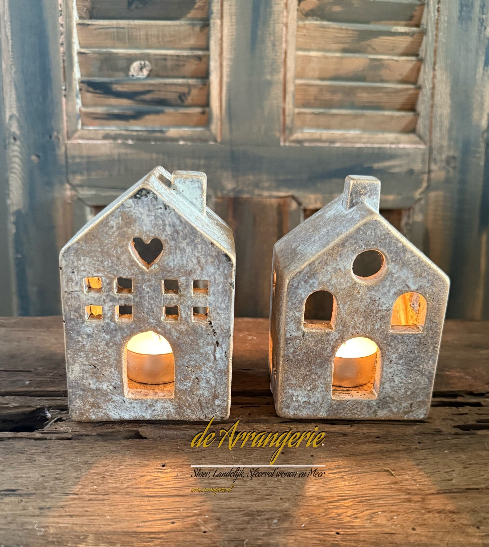 BRYNXZ  set van 2 waxine huisjes in jewel