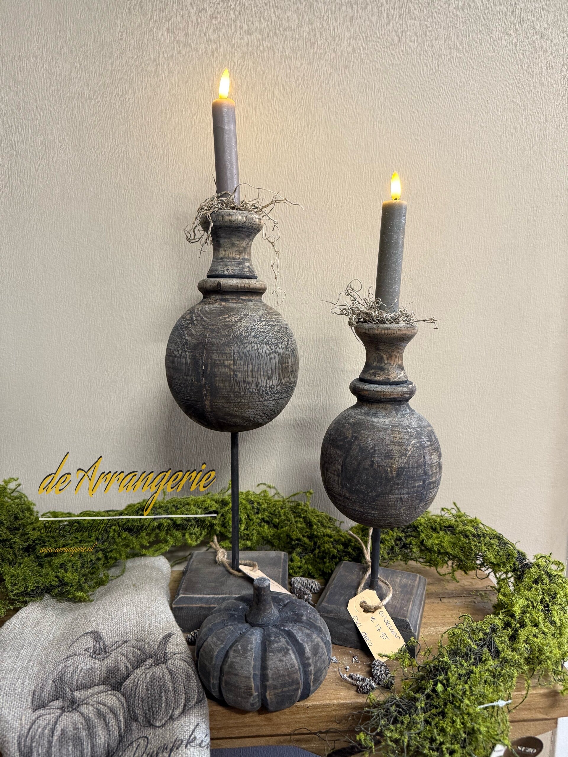 Houten ornament kandelaars A100 2 maten