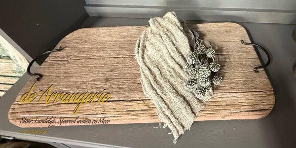 Tray van oud railway hout met metalen grepen (B)