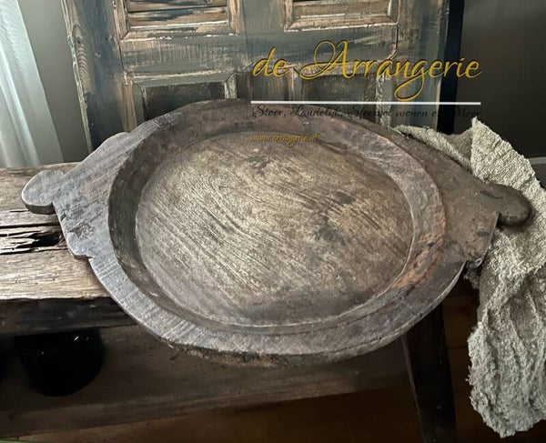 Oude houten chapati schaal 57 x 40cm D.