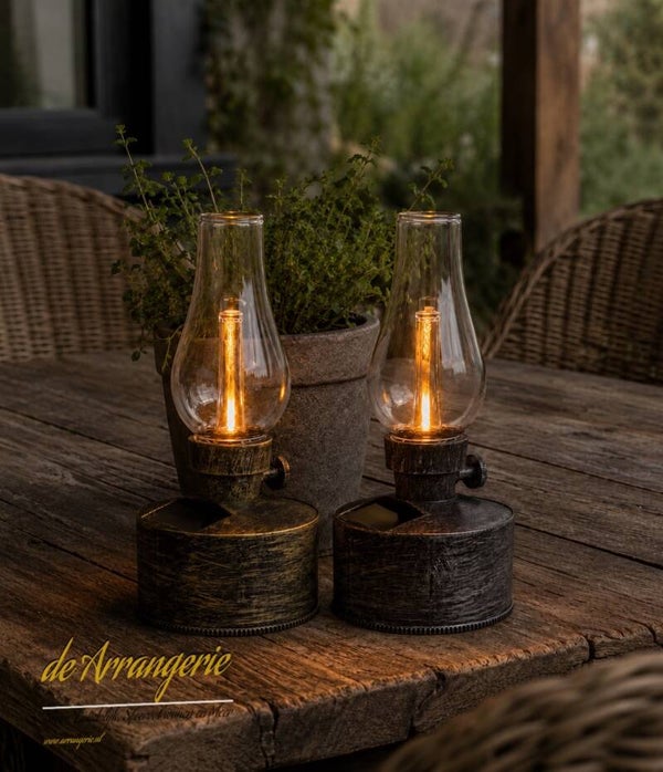 Led olielamp solar met flame effect in 2 kleuren