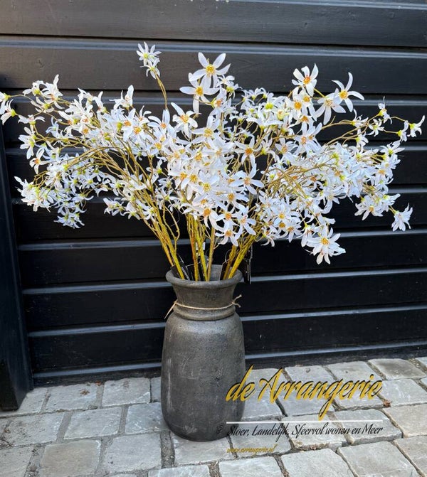 Kunst tak met witte wilde bloemen - 100cm
