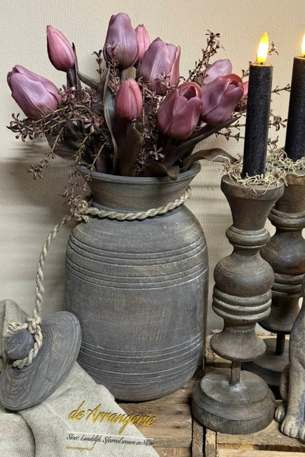 Houten pot met deksel