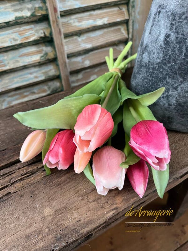 Tulpen, 7 stelen, 30cm - mix pink