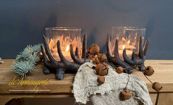 Gewei waxine houders L 14x14cm