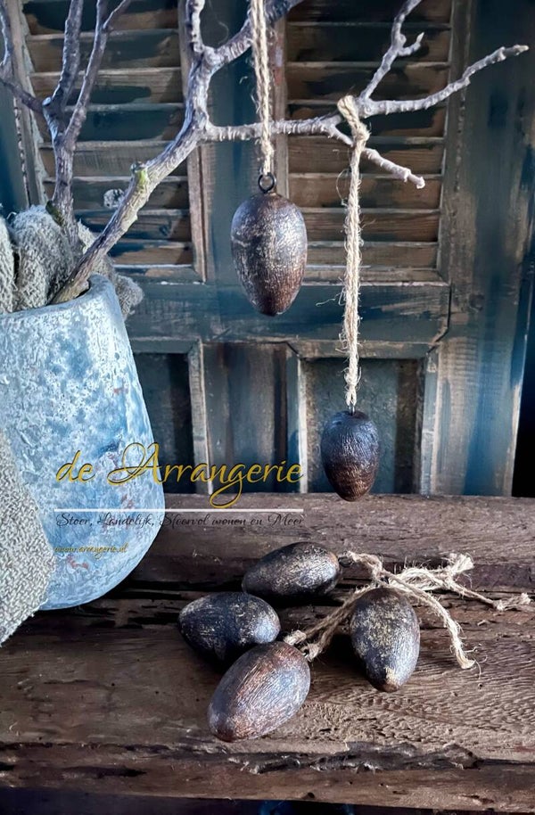 Houten eitjes- hangers - donker