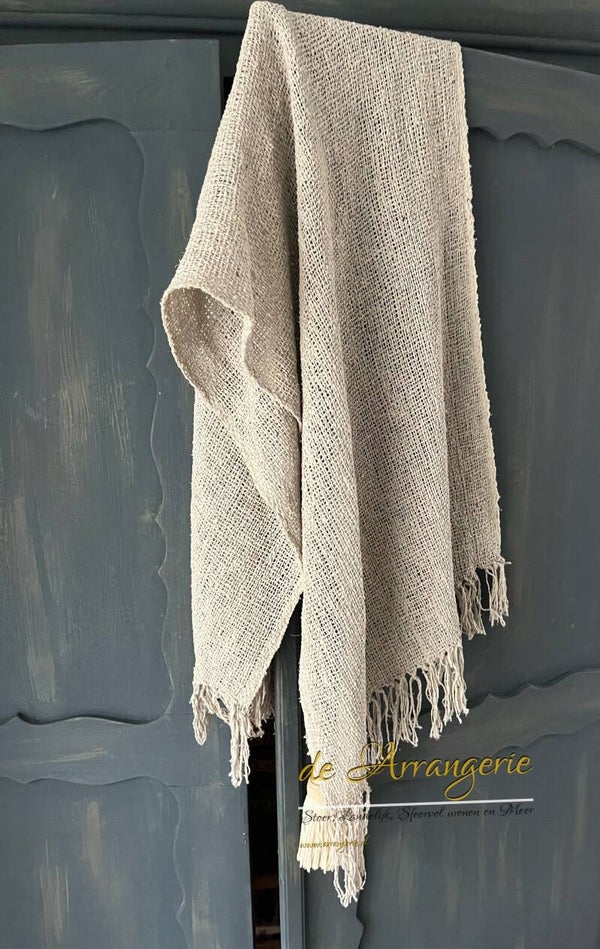 Stoere plaid - naturel - grof linnen