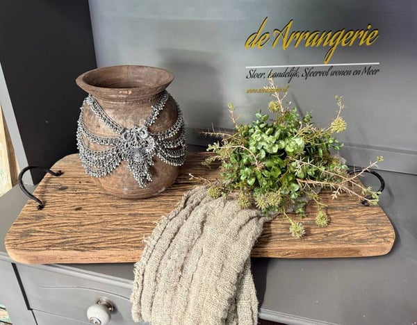 Tray van oud railway hout met metalen grepen (A)