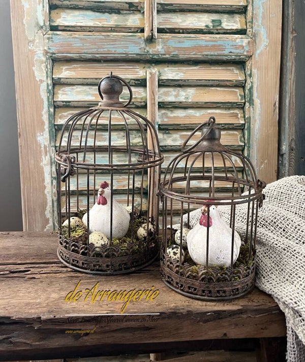 SET Vogelkooitje met kip, mos en eitjes