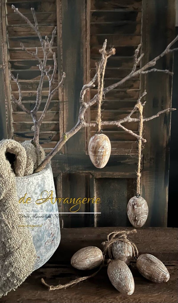 Houten eitjes - hangers - licht