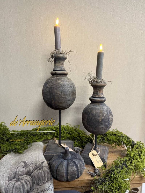 Houten ornament kandelaars A100 2 maten