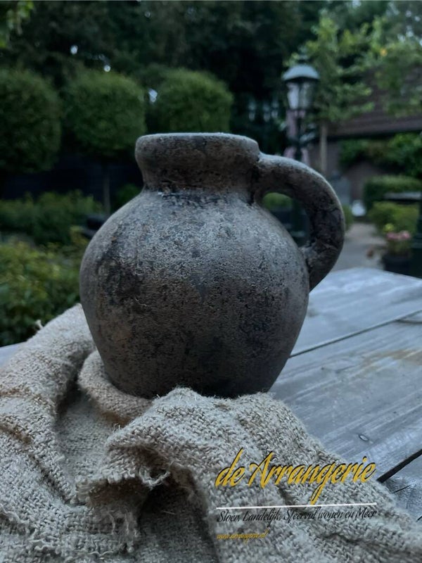 Kruik/kan met oor - antique grey