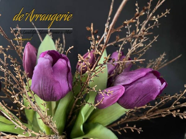 Tulpen, 7 stelen, 30cm - paars