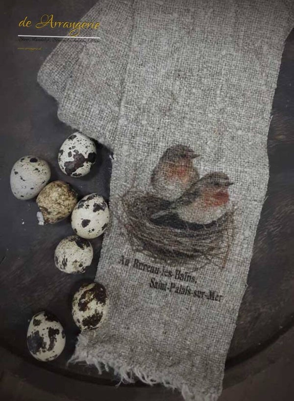 Shabby lint roodborstjes 96x8cm gekleurd