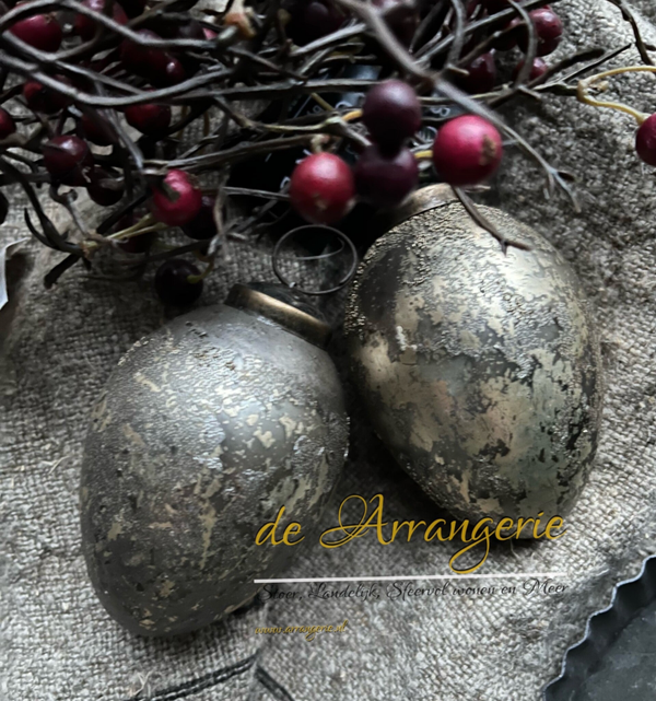 Kerstbal ovaal antique gold