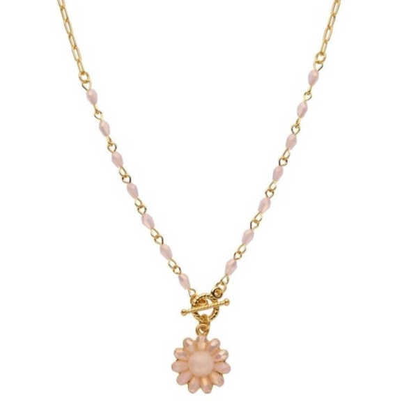 BIBA ketting met bloemen hanger - soft pink