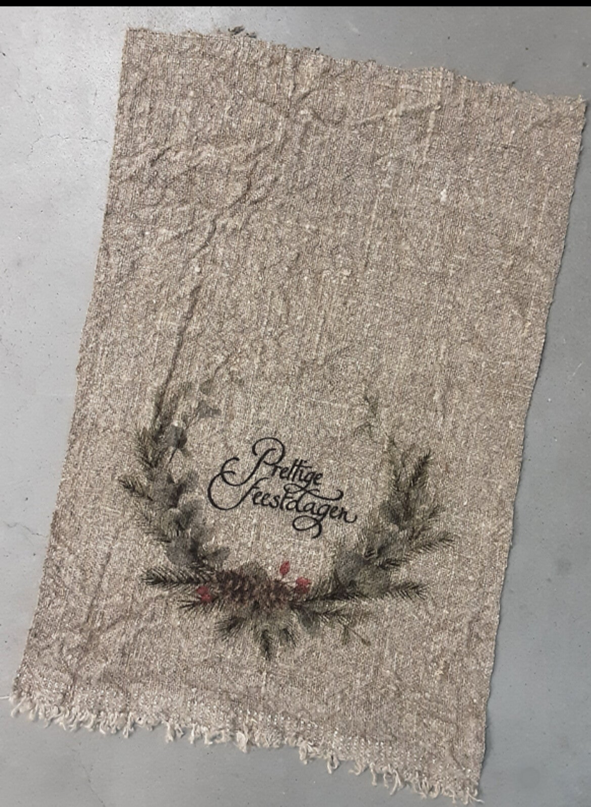 Shabby doek Merry christmas krans kleur 45x30