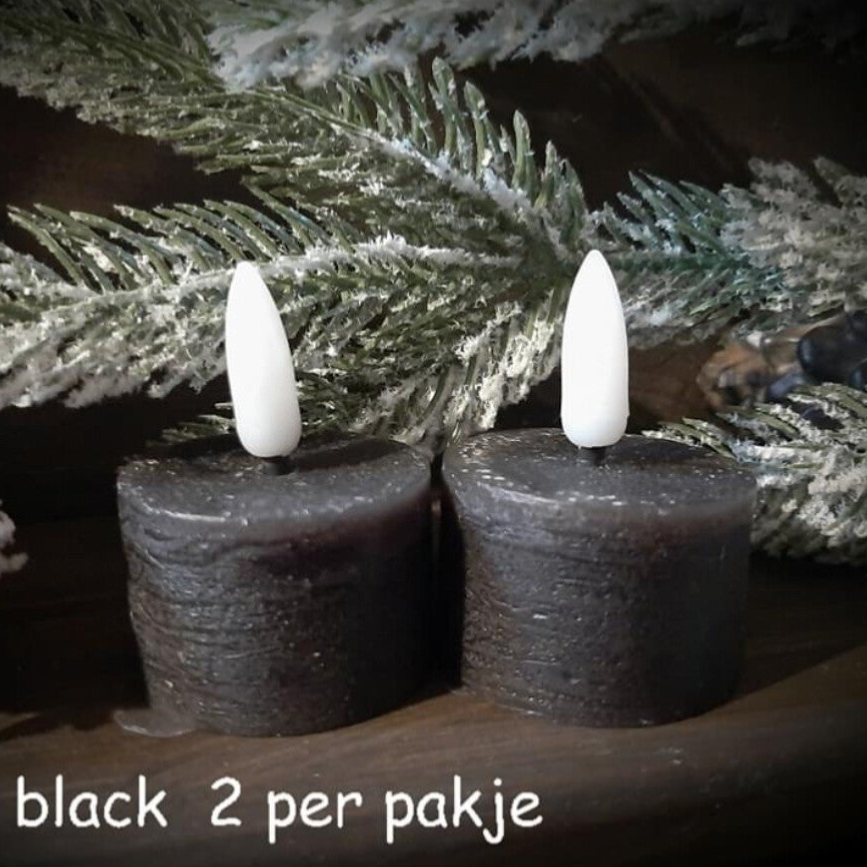 Led waxinelichtjes (set van 2) zwart