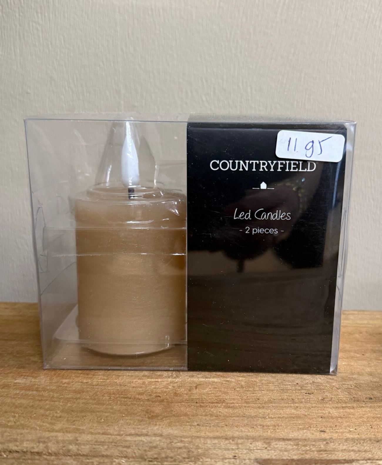 Led kaarsjes set van 2 licht taupe - rustiek