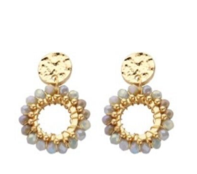 BIBA - ronde kralen hangers grijs