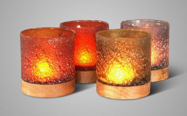 Brynxz Frozen Colours Tealights Woodenbase 10x15