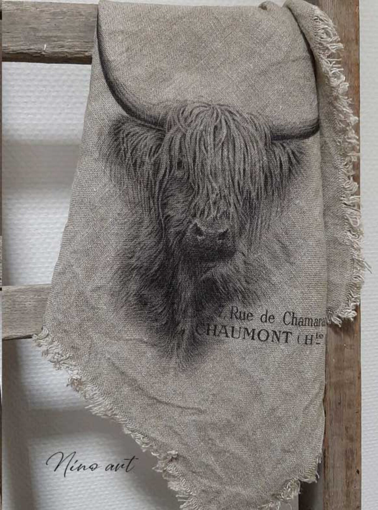 NEW shabby doek 45x45cm, hooglander