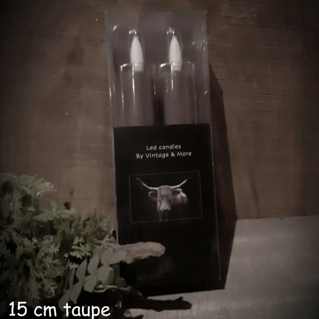 Led diner kaarsen set donker taupe S