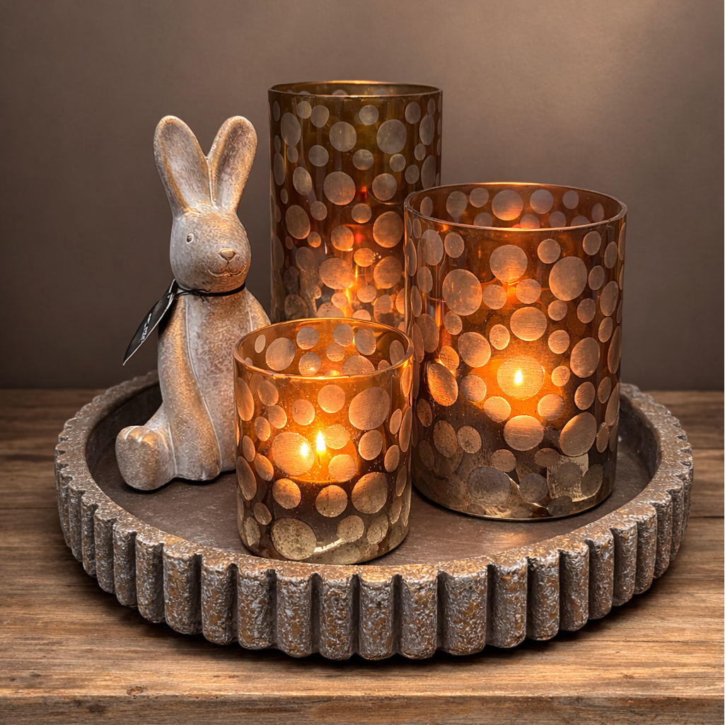 PTMD Bridgid bruin Windlichten 3 maten