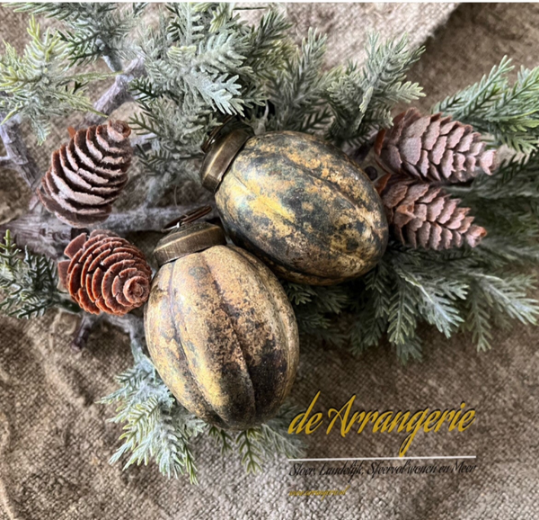 Kerstbal | ovaal | in antique gold
