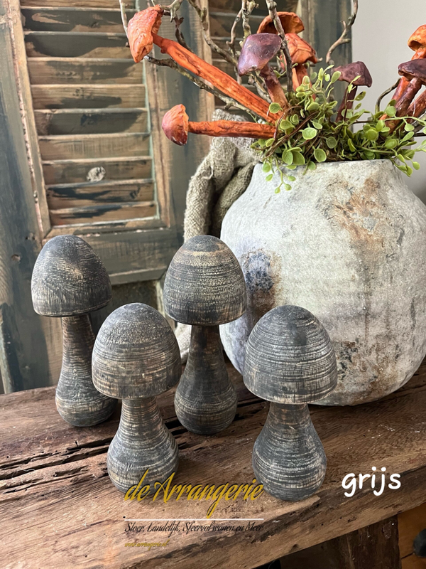 Houten paddenstoelen 4 maten (B)