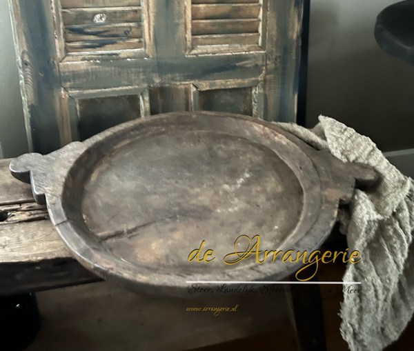 Oude houten chapati schaal 54 x 39cm C.