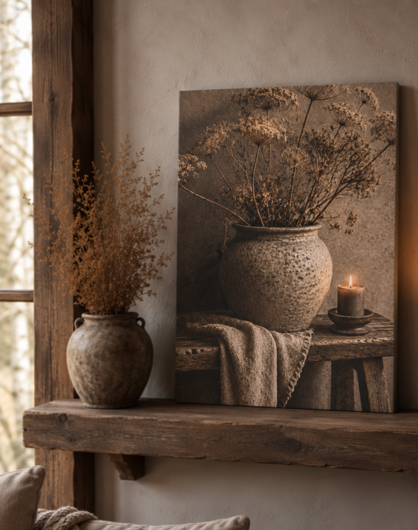 Houten paneel pot met berenklauw - 30x40cm