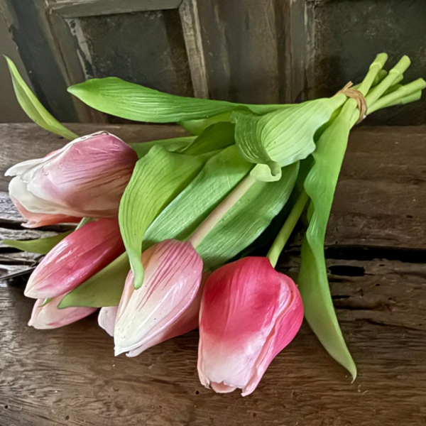 Tulpen, 7 stelen, 30cm, mix van mauve tinten