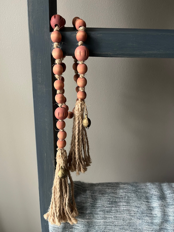 Woon ketting - houten kralen, sisal touw