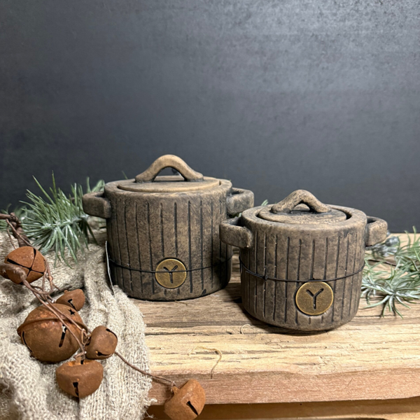 BRYNXZ tealightcup  reliëf met deksel - 2 maten