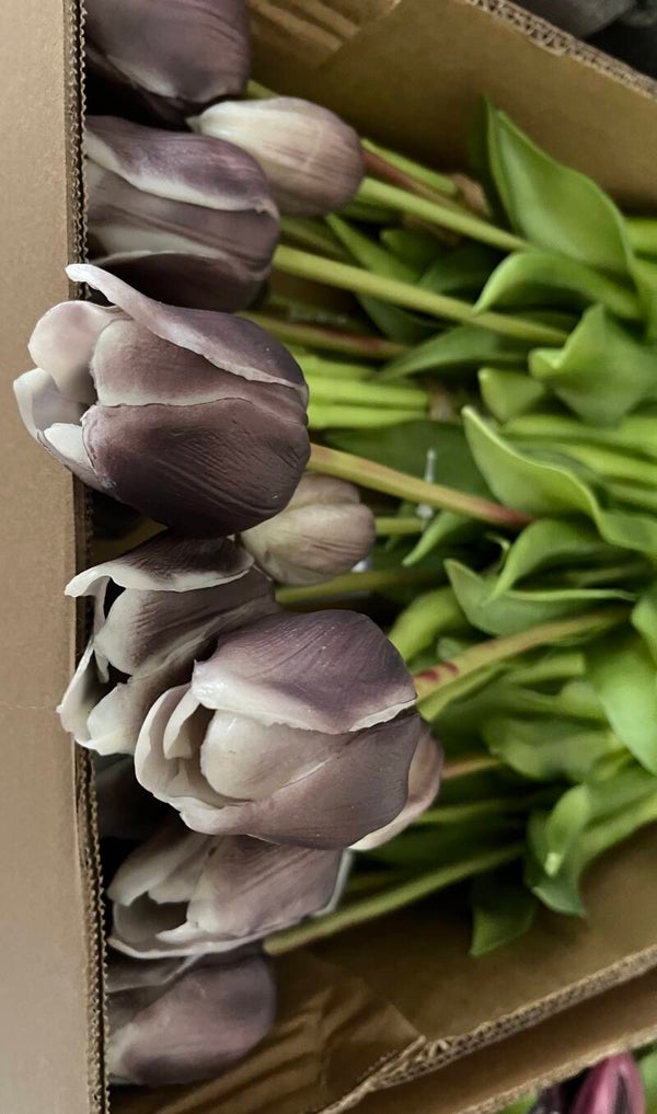 Tulpen, 7 stelen, 44cm - Purple grey
