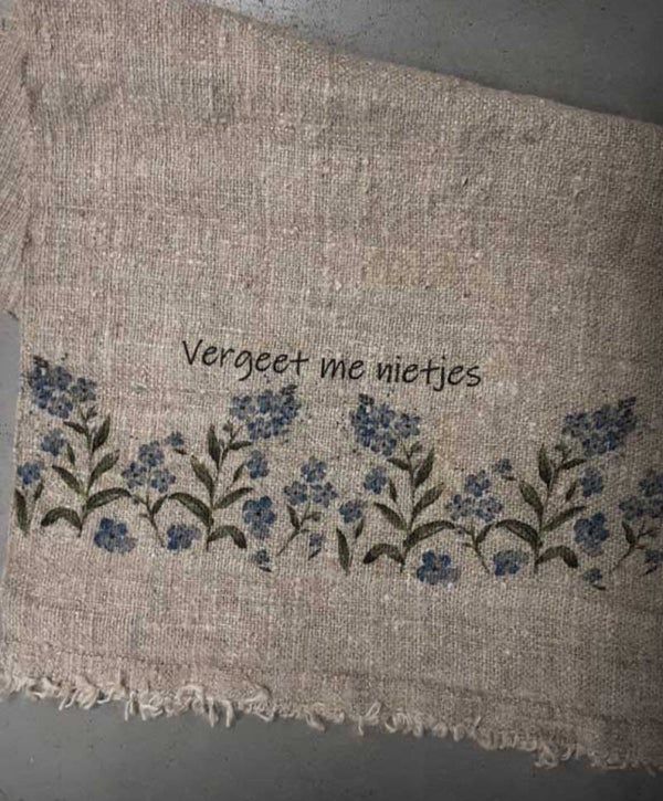Shabby doek, vergeet-mij-niet, 30x45cm gekleurd
