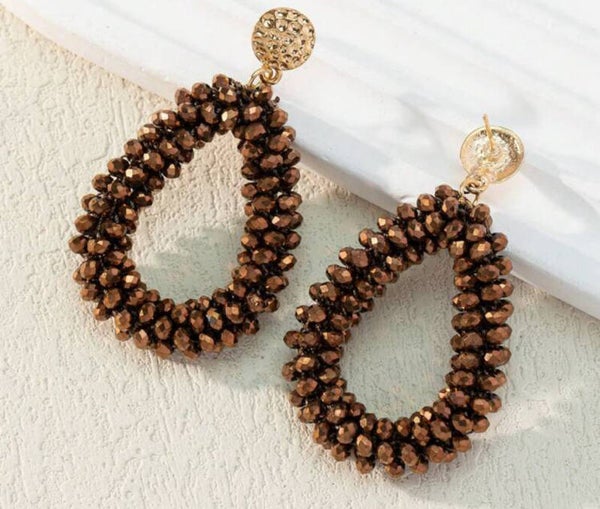 Druppel oorbellen candy brown amber