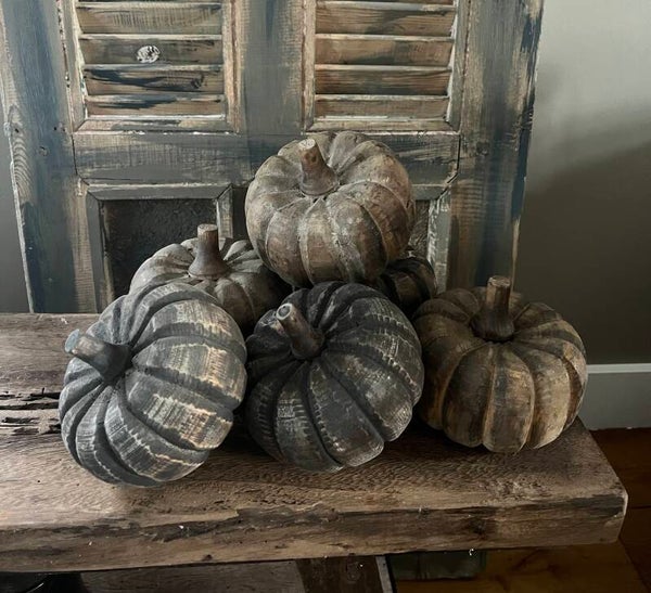 Houten pompoen in 2 kleuren