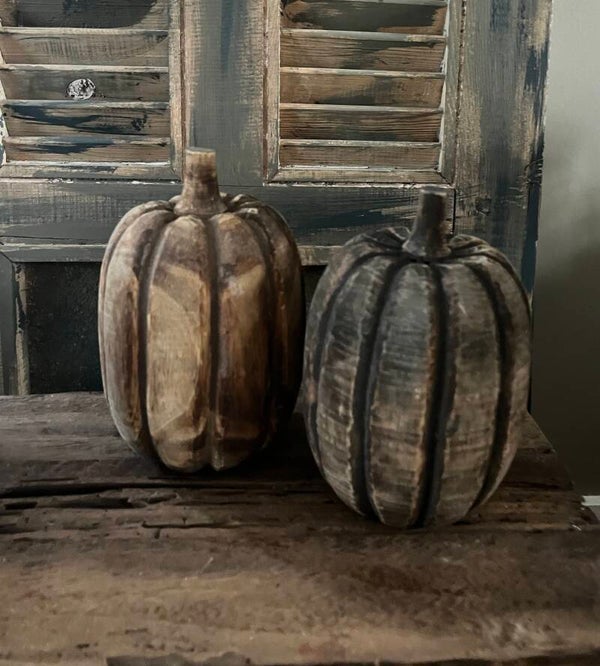 Houten hoge pompoen in 2 kleuren