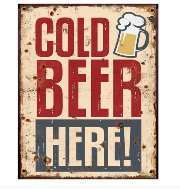 Tekst bord metaal 20x25cm - cold beer