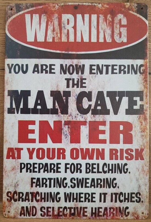 Tekst bord metaal 20x25cm - man cave