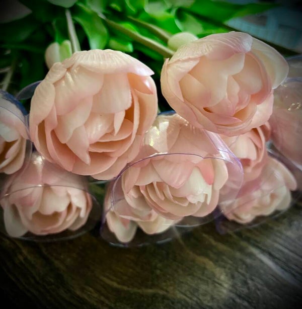 Tulpen dubbel, 44cm, 7 stelen, zacht  roze