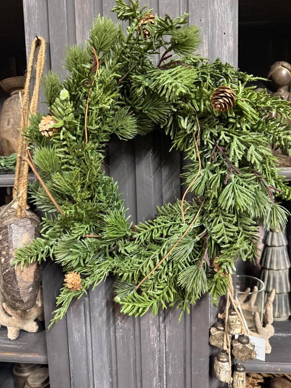 Kunst krans kerstgroen D33cm