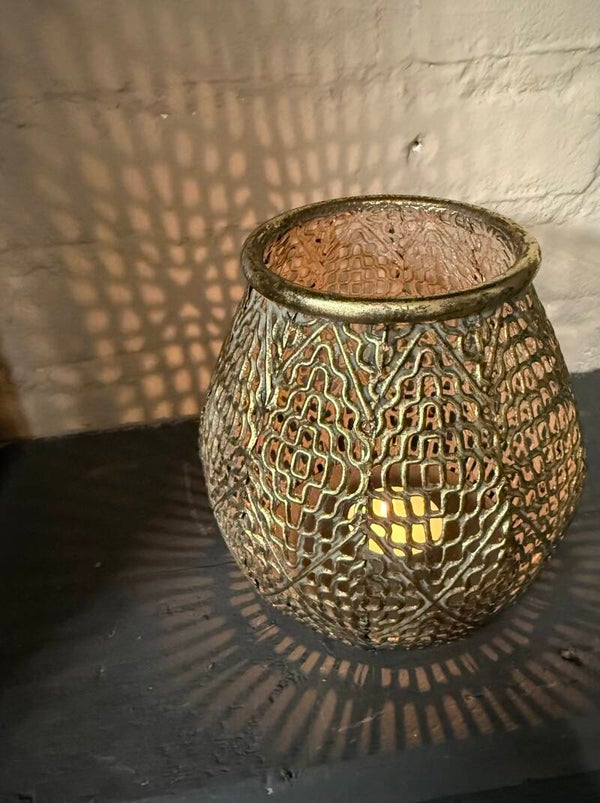 Bronskleurig waxinehouder bohemian