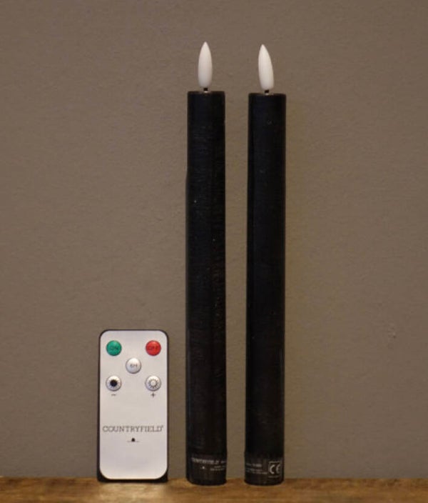 Led diner kaarsen set zwart L