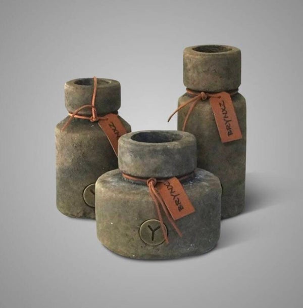 Brynxz set of 3 Bottles leather rope - Maj brown