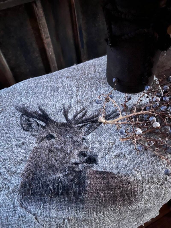 Shabby doek 30x45cm rendier zijaangezicht