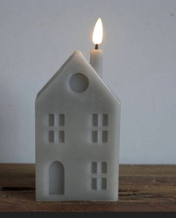 Countryfield led kaars huis - grijs